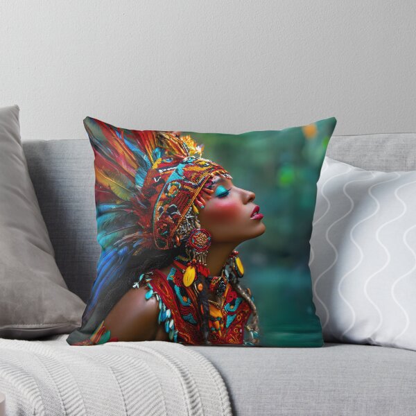 Item preview, Indigenous Warrior with Vivid Face Paint at Dusk designed and sold by Artessie.