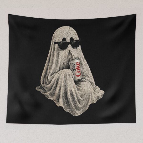 Item preview, Vintage Cool Ghost Drinking Diet Coke With Sunglasses Graphic designed and sold by CamilleNorris.