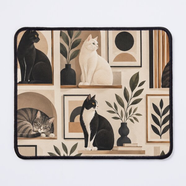 Item preview, Elegant Scandinavian Cats Pattern | Nordic Floral Cat Design designed and sold by Aramdesing.