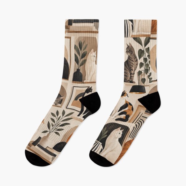 Item preview, Elegant Scandinavian Cats Pattern | Nordic Floral Cat Design designed and sold by Aramdesing.
