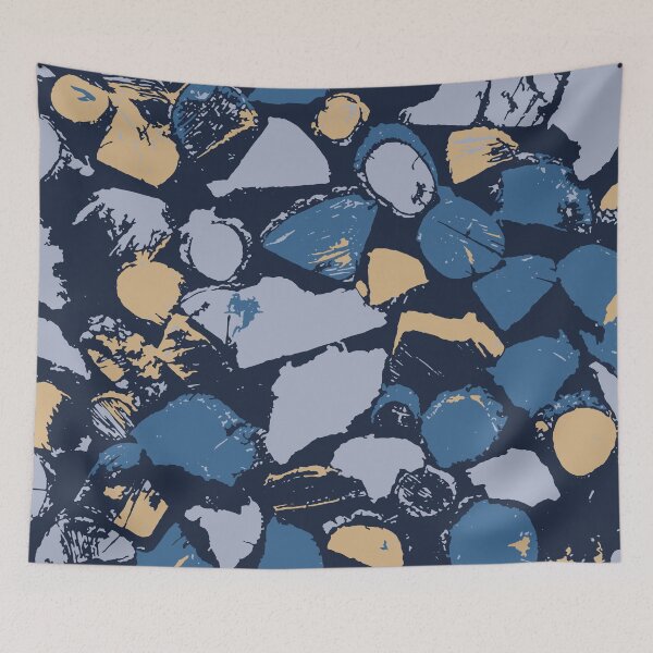 Item preview, Blue Camouflage Digital Wood Pattern in Blue Shades, Beige and Black designed and sold by ShopieHome.