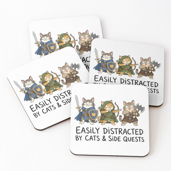 Item preview, Easily Distracted by Cats and Side Quests Funny Gamer designed and sold by ShirtWreck.