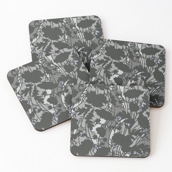 Item preview, Gray Leaves Camouflage Digital Flowers Pattern in Gray and Black designed and sold by ShopieHome.