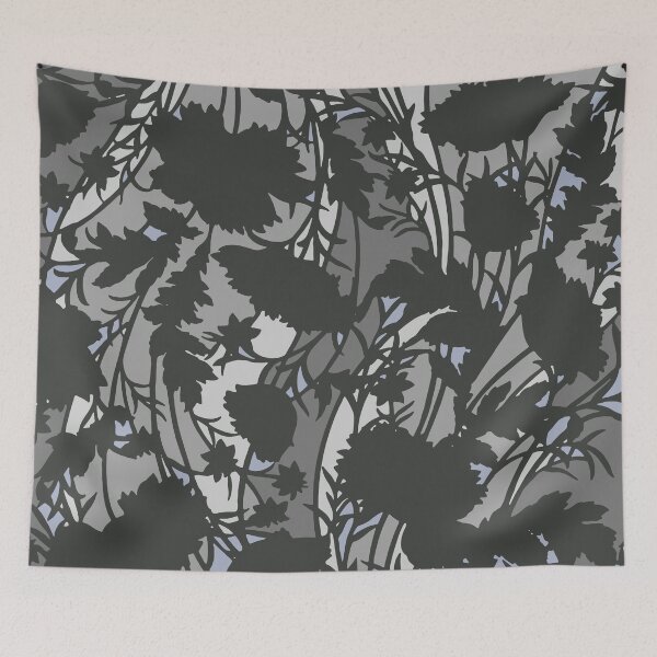 Item preview, Gray Leaves Camouflage Digital Flowers Pattern in Gray and Black designed and sold by ShopieHome.