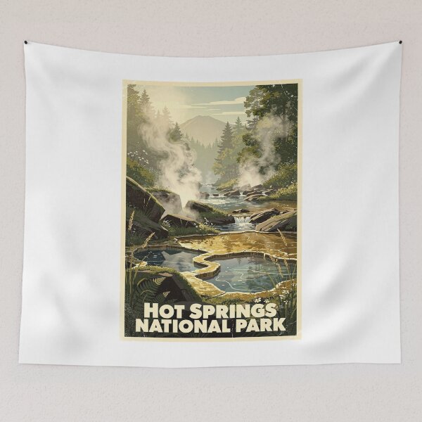 Item preview, Hot Springs National Park Vintage Travel Art designed and sold by Teelogic.