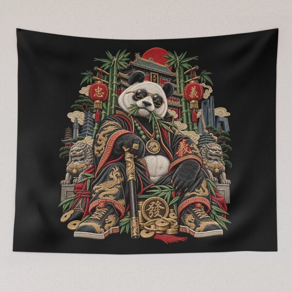 Item preview, Embroidered Panda Streetwear Art – Imperial Chinese Guardian Panda designed and sold by Emoji Emblems.