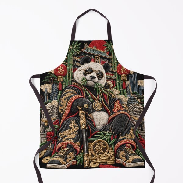 Item preview, Embroidered Panda Streetwear Art – Imperial Chinese Guardian Panda designed and sold by Emoji Emblems.
