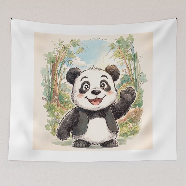 Item preview, Smiling Panda Bear Anime Style designed and sold by Home Decor Art.