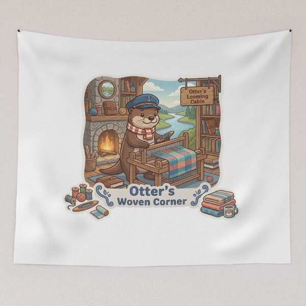Item preview, Cute Otter Weaver – Otter's Woven Corner Cozy Weaving Gift designed and sold by Isliath.