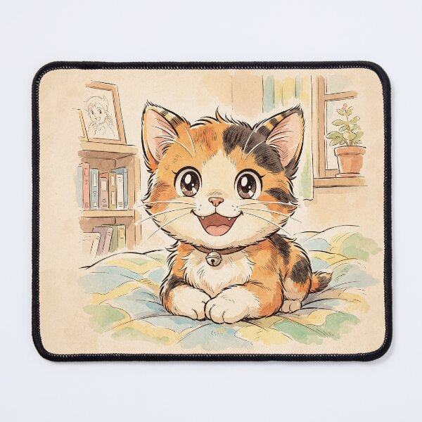 Item preview, Smiling Kitten Anime Style designed and sold by Home Decor Art.