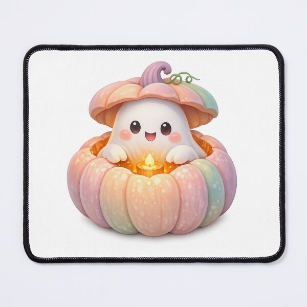 Item preview, Pumpkin Cozy Ghost – Soft Pastel Kawaii Halloween Spirit designed and sold by Sommium .