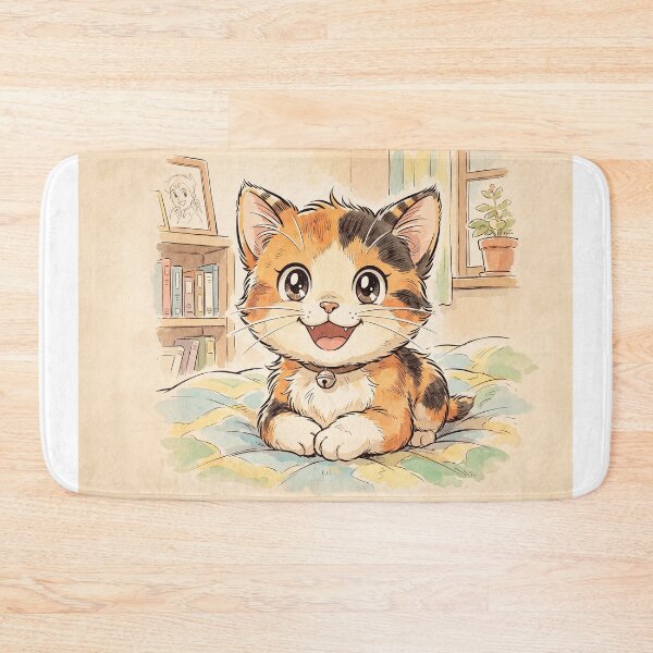 Item preview, Smiling Kitten Anime Style designed and sold by Home Decor Art.