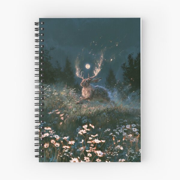 Item preview, A Jackalope sprinting through moonlit wildflower meadows, Fantasy & Mythological Creatures designed and sold by CDC40.