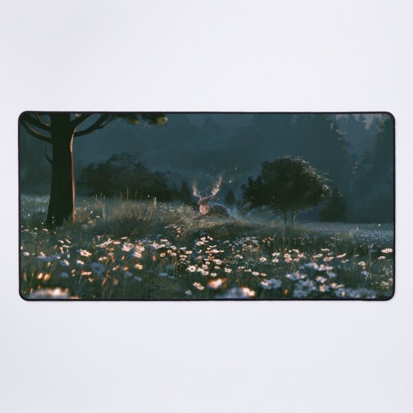 Item preview, A Jackalope sprinting through moonlit wildflower meadows, Fantasy & Mythological Creatures designed and sold by CDC40.