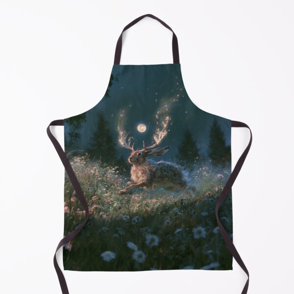 Item preview, A Jackalope sprinting through moonlit wildflower meadows, Fantasy & Mythological Creatures designed and sold by CDC40.