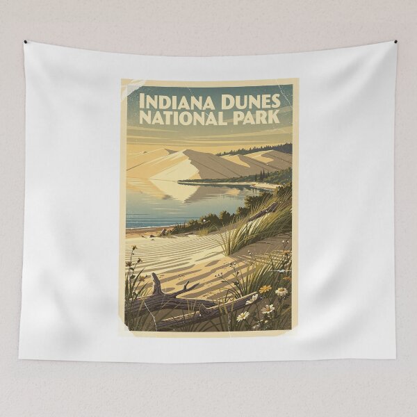 Item preview, Indiana Dunes National Park Vintage Travel Art designed and sold by Teelogic.