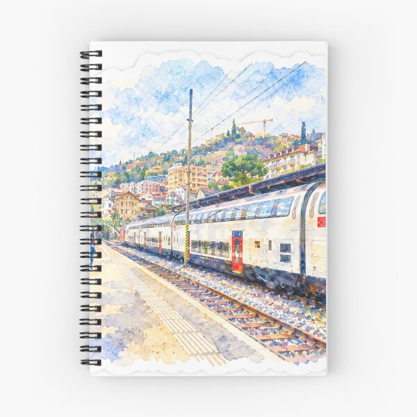Item preview, Swiss SBB Train Station Digital Watercolor Art designed and sold by SlavaArt.