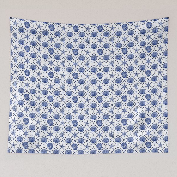 Item preview, Nautical Blue Shell and Starfish Seamless Pattern designed and sold by Onulodesign.