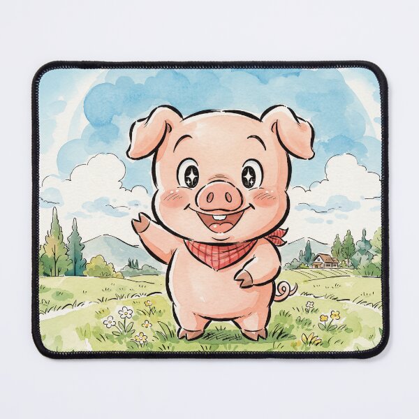 Item preview, Smiling Piglet Anime Style Art designed and sold by Home Decor Art.