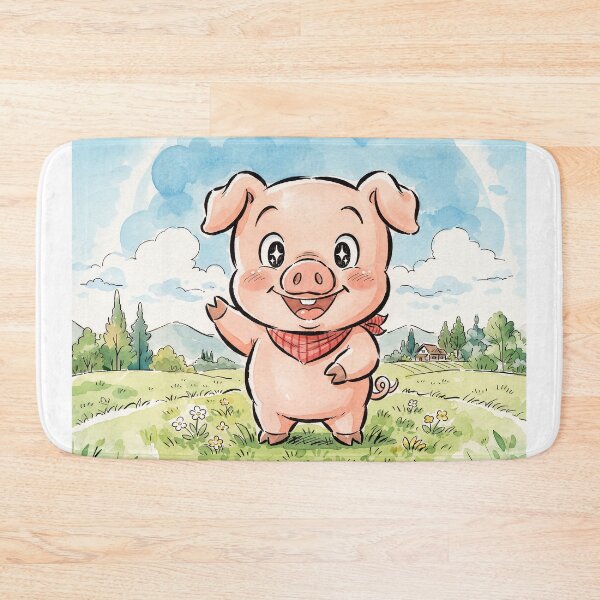Item preview, Smiling Piglet Anime Style Art designed and sold by Home Decor Art.
