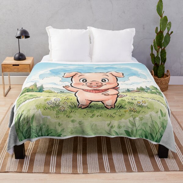 Item preview, Smiling Piglet Anime Style Art designed and sold by Home Decor Art.