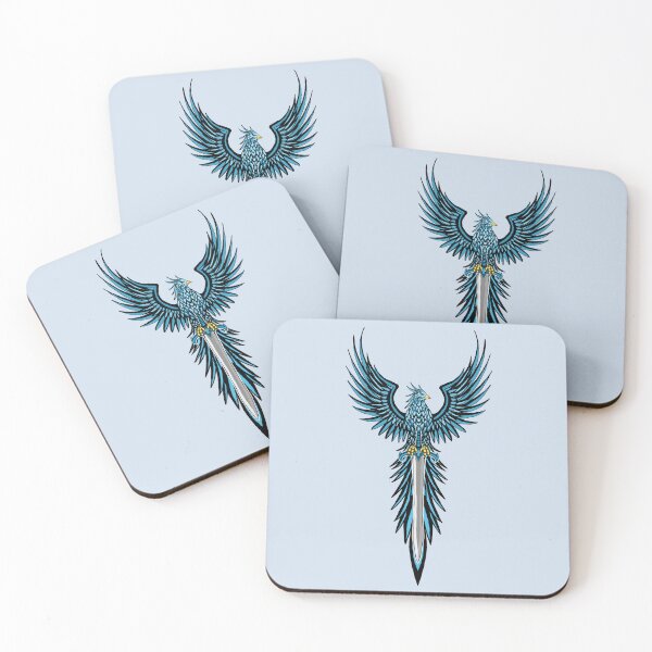 Item preview, Majestic Blue Ice Phoenix with Fantasy Sword Crest designed and sold by URSM.