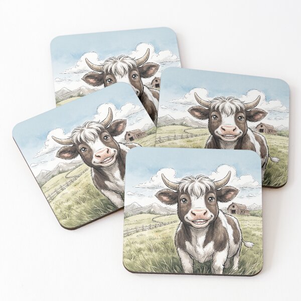 Artikelvorschau, Shetland Cow Smiling Anime Style entworfen und verkauft von Home Decor Art.