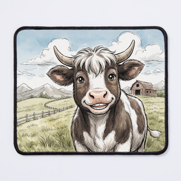 Item preview, Shetland Cow Smiling Anime Style designed and sold by Home Decor Art.