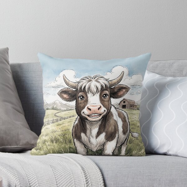 Item preview, Shetland Cow Smiling Anime Style designed and sold by Home Decor Art.