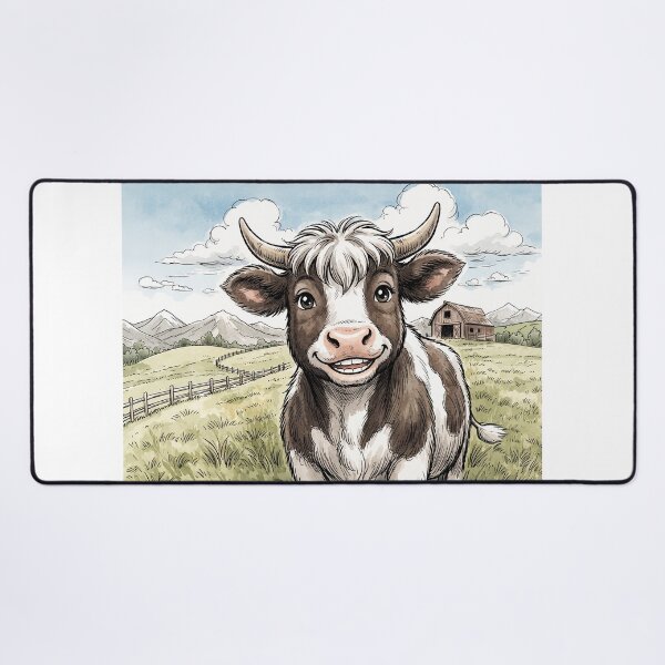Item preview, Shetland Cow Smiling Anime Style designed and sold by Home Decor Art.