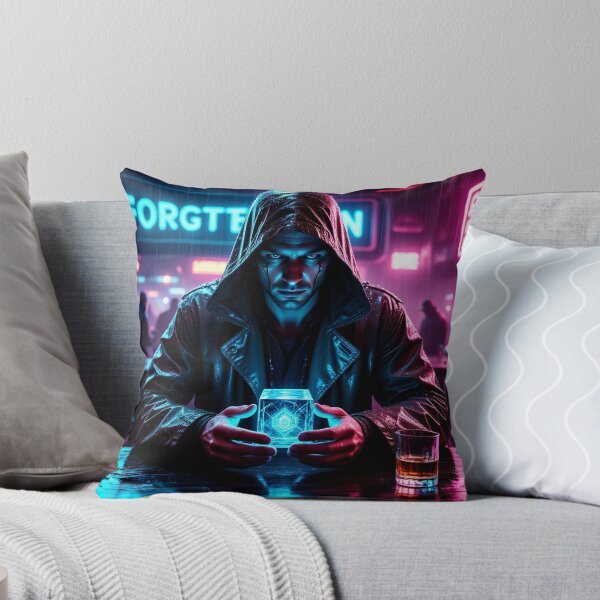 Item preview, Cyberpunk Man Holding Glowing Blue Cube designed and sold by Marcello Aivazi.