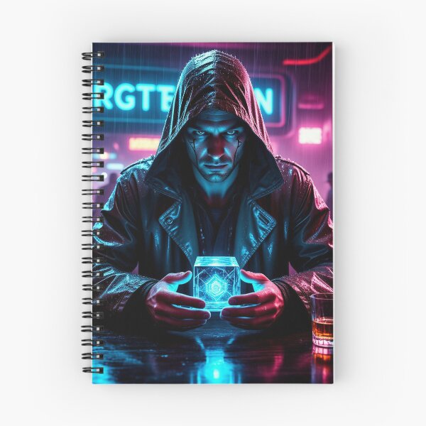 Item preview, Cyberpunk Man Holding Glowing Blue Cube designed and sold by Marcello Aivazi.