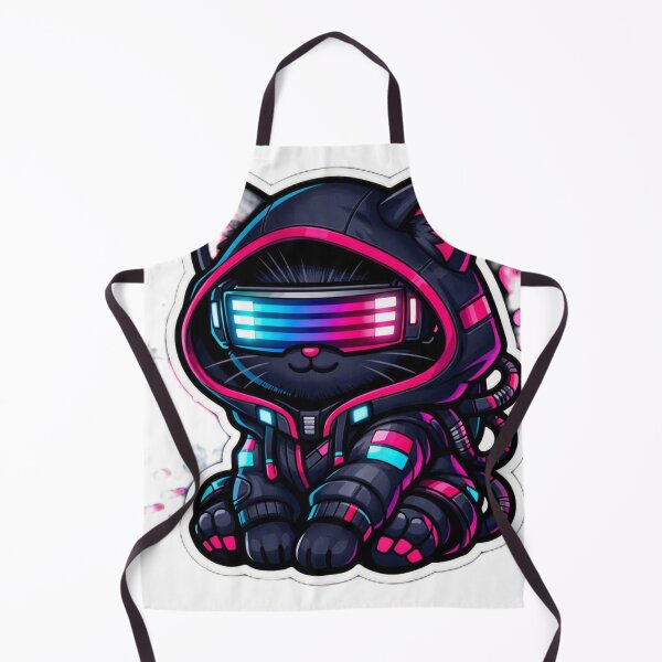 Item preview, Cyberpunk Gaming Cat Sticker - Neon Sci-Fi Tech Kitty Decal designed and sold by CyberPaws Art.