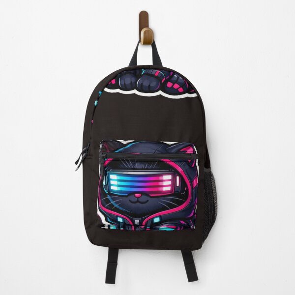 Item preview, Cyberpunk Gaming Cat Sticker - Neon Sci-Fi Tech Kitty Decal designed and sold by CyberPaws Art.
