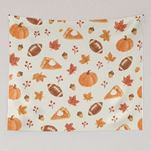 Item preview, Watercolor Fall Football Pumpkin Pie & Autumn Leaves designed and sold by Luv4tete.
