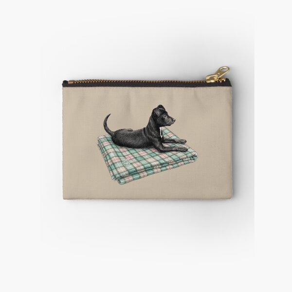 Item preview, Finley Holmes on His Tartan - Black Pup on Green Plaid Blanket designed and sold by Finley Holmes The Country Hound.