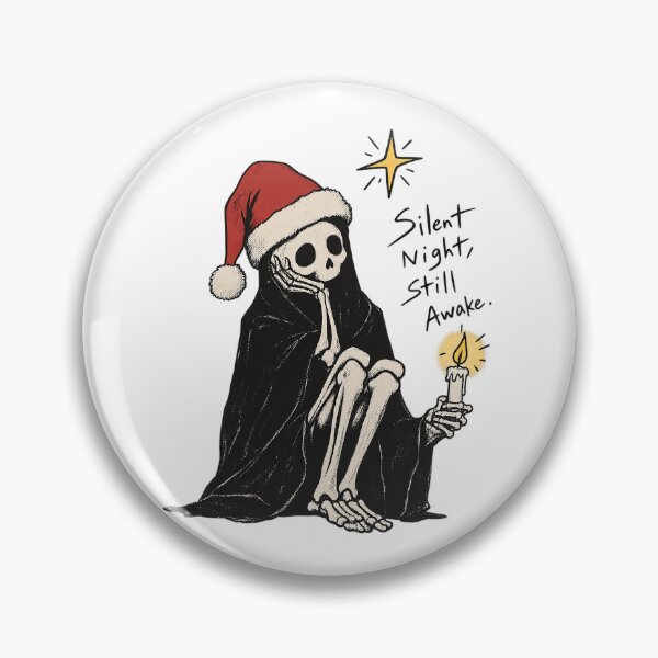 Item preview, Silent Night Still Awake Santa Hat Skeleton Gothic Christmas Art designed and sold by zzz888.
