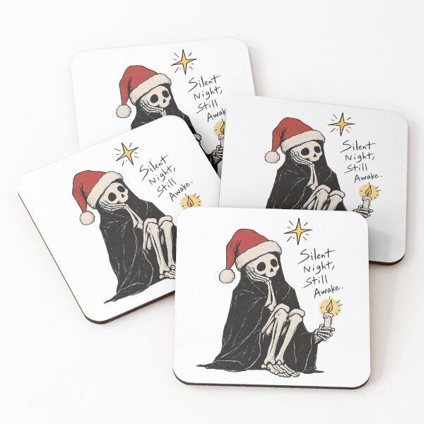 Item preview, Silent Night Still Awake Santa Hat Skeleton Gothic Christmas Art designed and sold by zzz888.