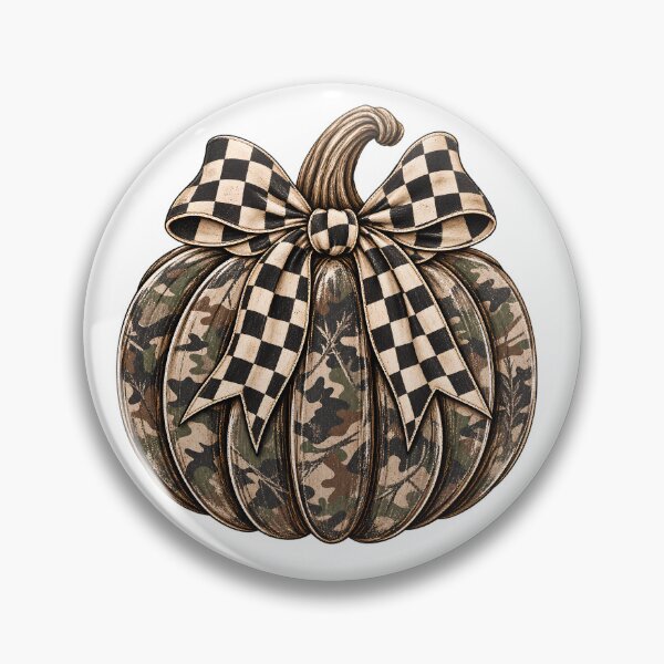 Item preview, Camo Pumpkin with Checkered Bow | Rustic Fall Hunting Autumn Design designed and sold by Uniquememorable.