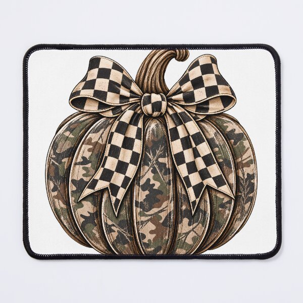 Item preview, Camo Pumpkin with Checkered Bow | Rustic Fall Hunting Autumn Design designed and sold by Uniquememorable.