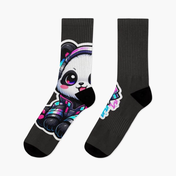 Item preview, Kawaii Cyberpunk Panda Sticker - Cute Neon Gaming Tech Bear Decal designed and sold by CyberPaws Art.