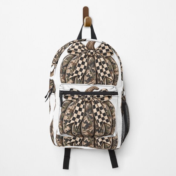 Item preview, Camo Pumpkin with Checkered Bow | Rustic Fall Hunting Autumn Design designed and sold by Uniquememorable.