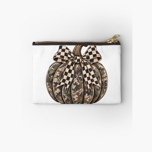 Item preview, Camo Pumpkin with Checkered Bow | Rustic Fall Hunting Autumn Design designed and sold by Uniquememorable.