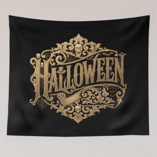 Item preview, Gold Halloween Victorian Ornate Engraving designed and sold by DarkOriginArts.