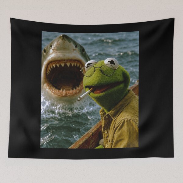 Item preview, Kermit The Frog Smoking Cigarette With Shark Funny designed and sold by CamilleNorris.