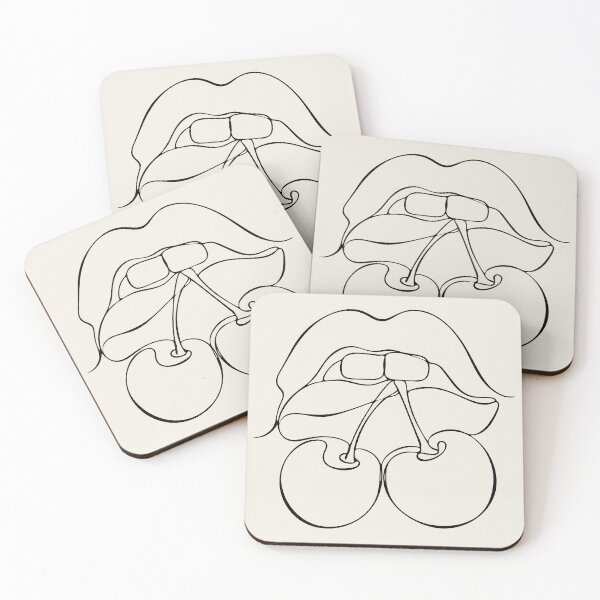 Item preview, Cherry Lips Line Drawing - Minimalist One Line Art designed and sold by FemmePod.