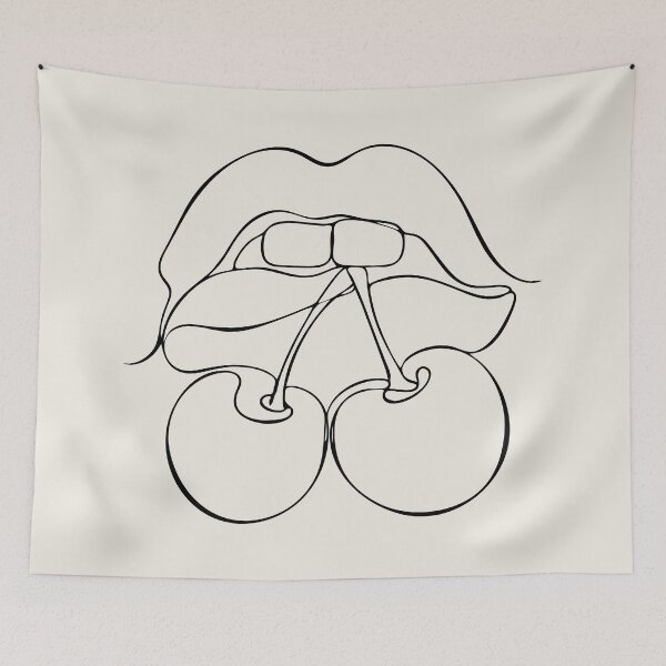 Item preview, Cherry Lips Line Drawing - Minimalist One Line Art designed and sold by FemmePod.