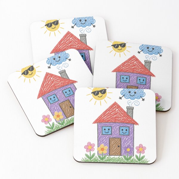 Item preview, Cute Crayon House Sunshine And Happy Cloud designed and sold by Pawfect Vibes Hub.