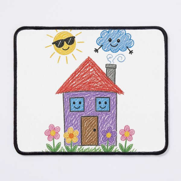Item preview, Cute Crayon House Sunshine And Happy Cloud designed and sold by Pawfect Vibes Hub.