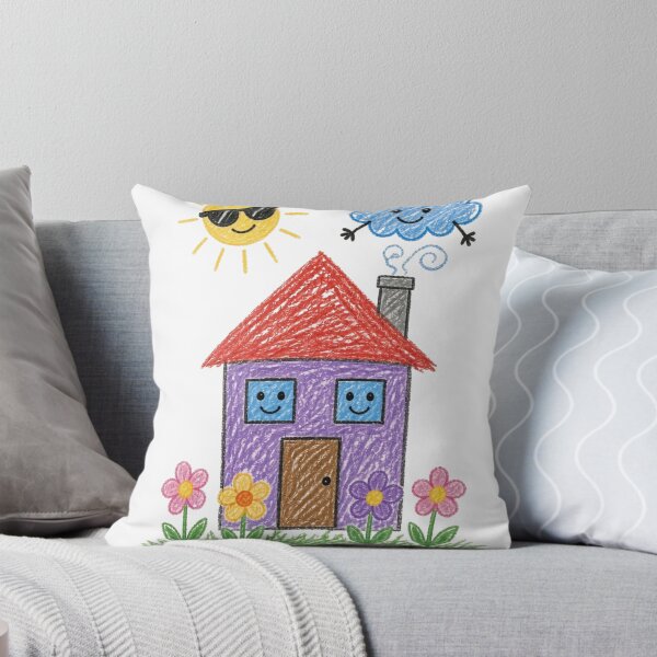 Item preview, Cute Crayon House Sunshine And Happy Cloud designed and sold by Pawfect Vibes Hub.